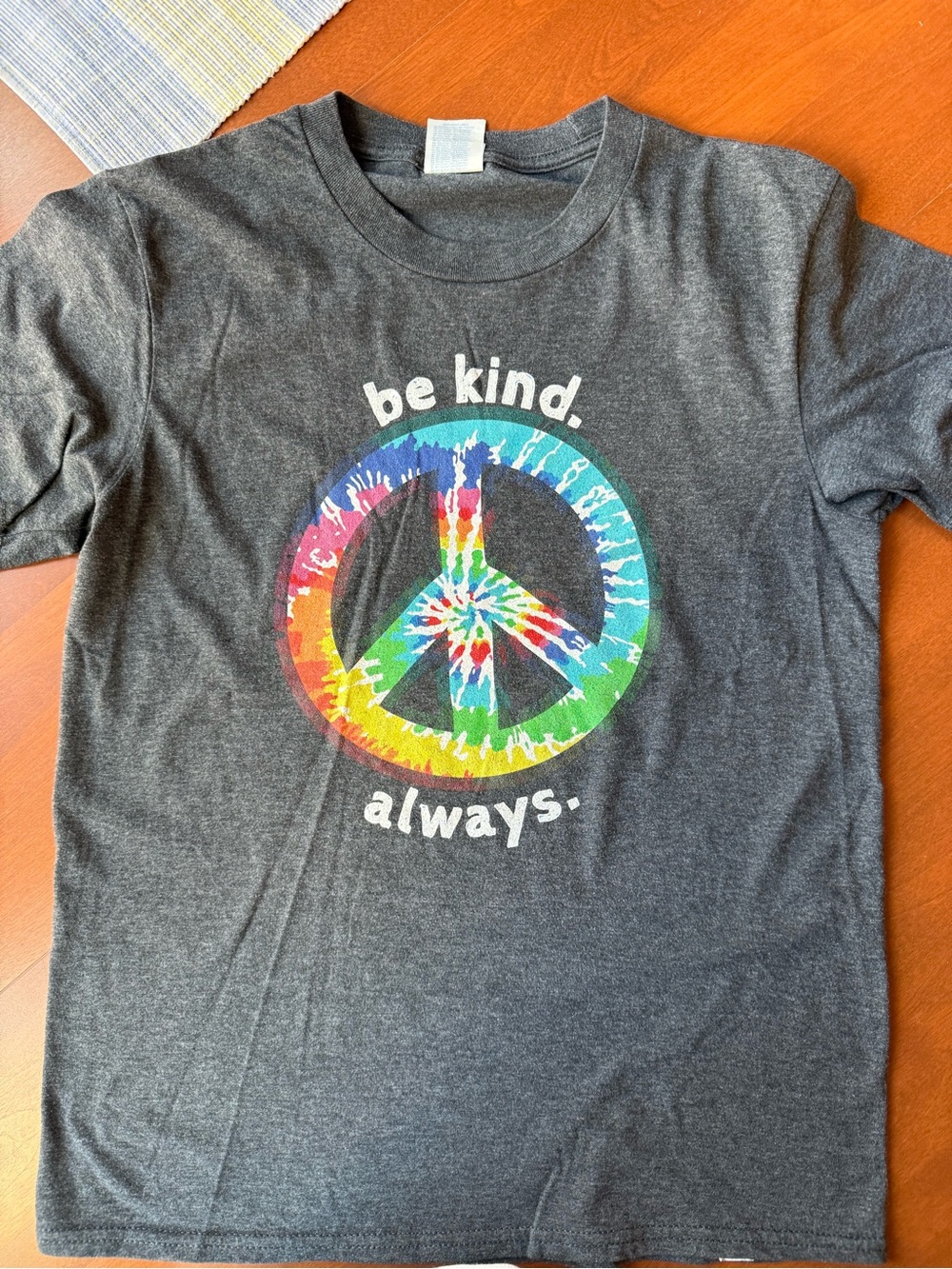 Kids 'Be Kind Always' Tie-Dye Peace Tee - Charcoal